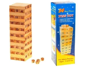 Jokomisiada, Drewniane Klocki Jenga Chwiejąca Się Wieża Gr0189 - Gry planszowe - miniaturka - grafika 1