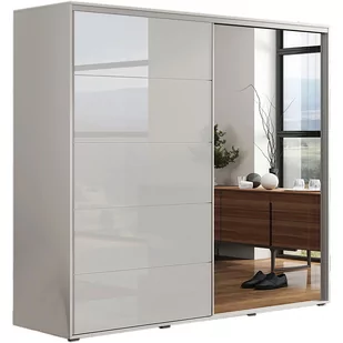 Szafa Przesuwna 200 z Lustrem A11 Skąpski Meble Biały Mat, Czekolada, 215 Cm, Czarny - Szafy - miniaturka - grafika 1