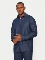 Koszule męskie - Selected Homme Koszula jeansowa 16091061 Granatowy Regular Fit - miniaturka - grafika 1