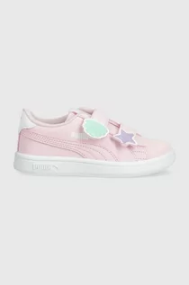 Buty dla dziewczynek - Puma sneakersy dziecięce Puma Smash v2 Mermaid V PS kolor różowy - grafika 1