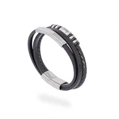 Bransolety męskie - Bransoletka męska czarna pleciona miejsce na grawer - miniaturka - grafika 1