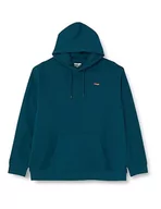 Bluzy męskie - Wrangler Męska bluza z kapturem z logo, Deep Teal Green, M - miniaturka - grafika 1