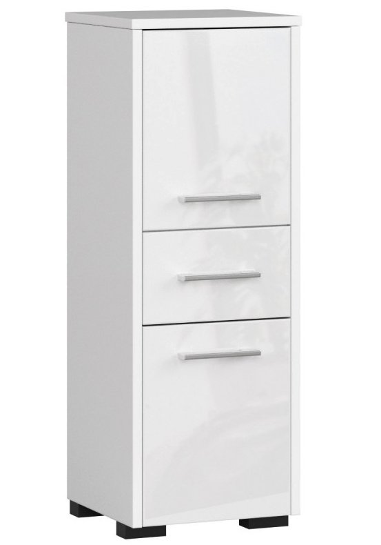 3xEliving KORALIA D2SZ1 Szafka wysoka, szafka łazienkowa biała/biały wysoki połysk 85x30x30