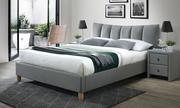 Łóżka - Łóżko tapicerowane Elior Sandis, szare, 100x174x217 cm - miniaturka - grafika 1