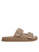 Klapki i japonki damskie - Calvin Klein Klapki City Sandal Buckle Suede HW0HW03130 Beżowy - miniaturka - grafika 1