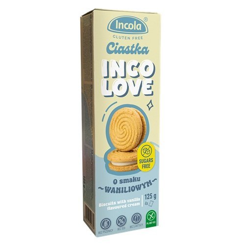 Incola Ciastka o smaku waniliowym 125g b/g, b/c