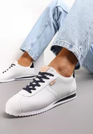 Sneakersy damskie - Biało Różowe Sneakersy z Przeszyciami Phyrise - miniaturka - grafika 1