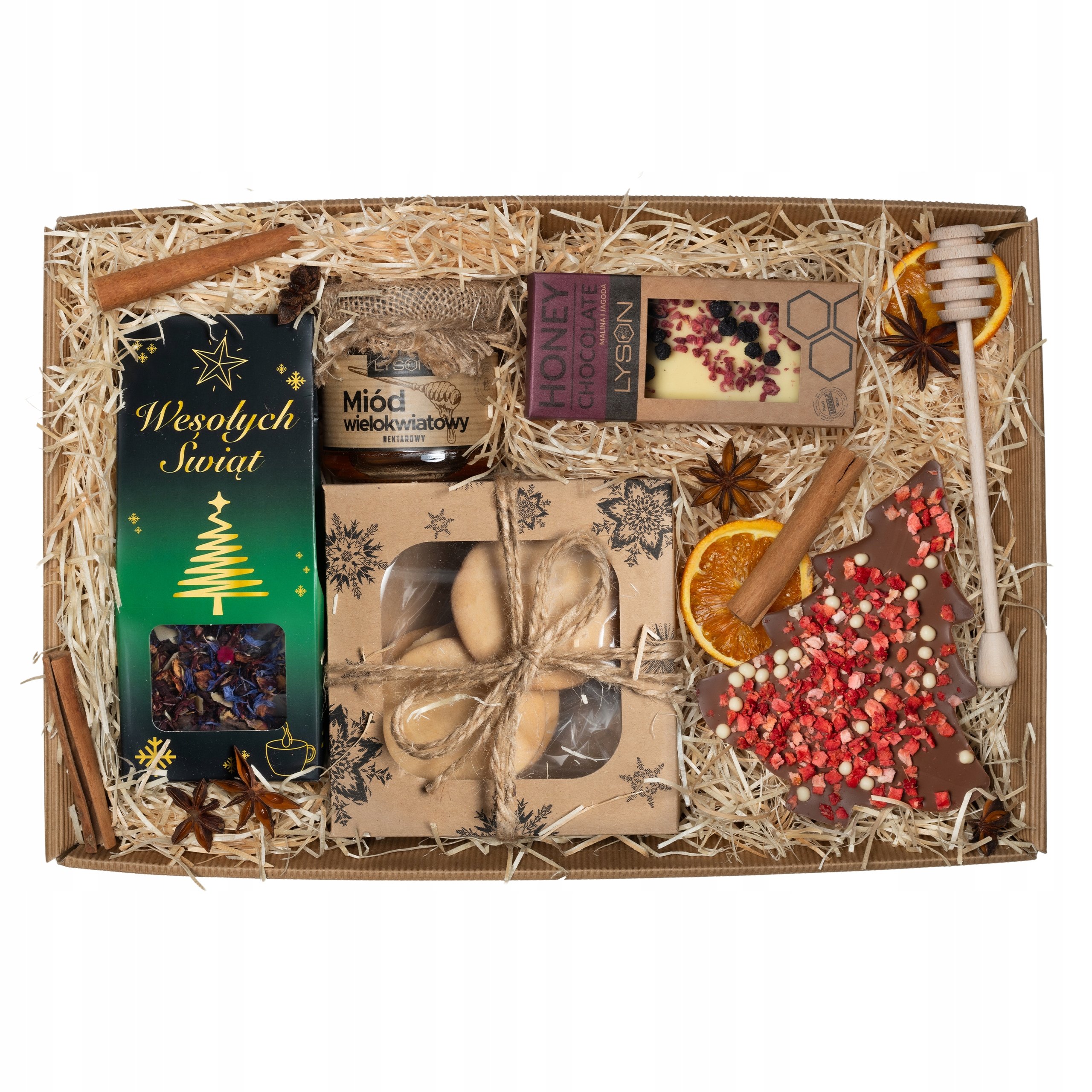 Mikołajki Wigilia herbata miód czekolada słodkie zestaw box