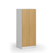 Szafki BHP - Szafa ubraniowa obniżona, 2-drzwiowa, 1500 x 600 x 500 mm, zamek cylindryczny, drzwi laminowane, buk - miniaturka - grafika 1