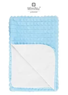 Koce i narzuty dla dzieci - Kocyk 75x100 cm MINKY KWADRACIKI BŁĘKIT + JERSEY BIAŁY - miniaturka - grafika 1