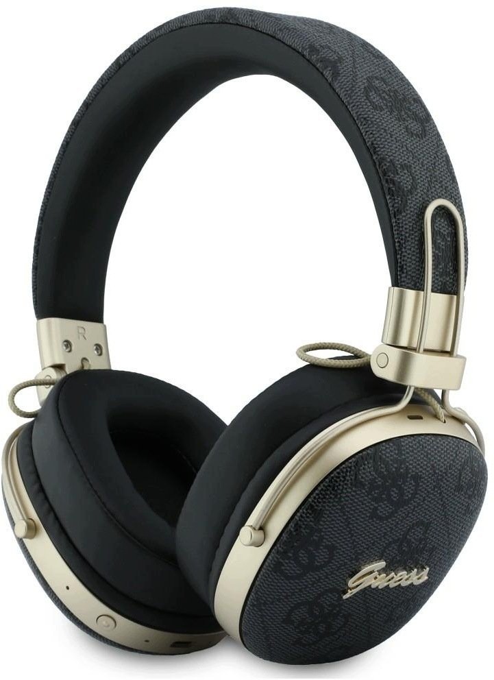 Guess Nauszne Bluetooth ENC metal 4G script logo czarny