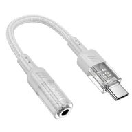 Adaptery i przejściówki - Adapter AUX USB C do Jack 3,5 mm Hoco 0,15 m LS37 transparentny szary - miniaturka - grafika 1