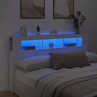 vidaXL Wezgłowie łóżka z LED, białe, 180x18,5x103,5 cm - Zabezpieczenia dla dzieci - miniaturka - grafika 1