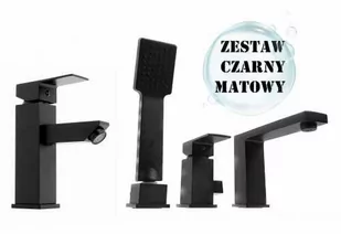 TERZO zestaw Bateria Wannowa 3 Otworowa + umywalkowa CZARNA - Zestawy baterii łazienkowych - miniaturka - grafika 1