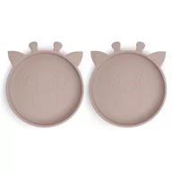 Miseczki i talerzyki dla dzieci - 2 Talerzyki Silikonowe Giraf Woodrose Nuuroo - miniaturka - grafika 1