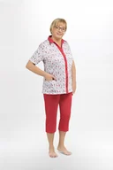 Piżamy damskie - L elegancka piżama damska rozpinana z krótkim rękawem - miniaturka - grafika 1