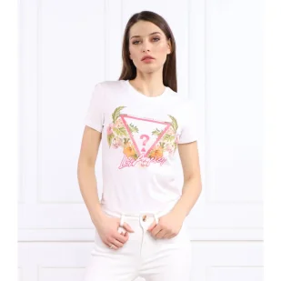 GUESS T-shirt TRIANGLE FLOWERS | Regular Fit - Koszulki i topy damskie - miniaturka - grafika 1