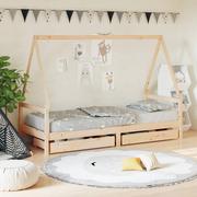 Łóżeczka i kojce - vidaXL Rama łóżka dziecięcego z szufladami, 90x200 cm, sosnowa - miniaturka - grafika 1