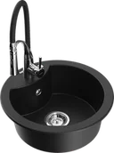 Zlewozmywaki z baterią - Mexen Diego zlewozmywak granitowy 1-komorowy z baterią kuchenną Aster, czarny - 6512-77-73450-07 - miniaturka - grafika 1