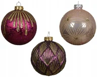 Bombki - Brokatowa bombka choinkowa szklana 10cm Różowo-złota 1szt - miniaturka - grafika 1