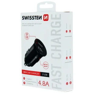 SWISSTEN Czarna Ładowarka samochodowa 2xUSB 4,8A - Ładowarki samochodowe - miniaturka - grafika 8
