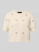 Swetry damskie - Kurtka z dzianiny o kroju slim fit ze wstawkami model ‘DOFFY INTARSIA’ - miniaturka - grafika 1