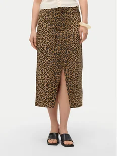Vero Moda Spódnica jeansowa Veri 10331065 Brązowy Regular Fit - Spódnice - miniaturka - grafika 1