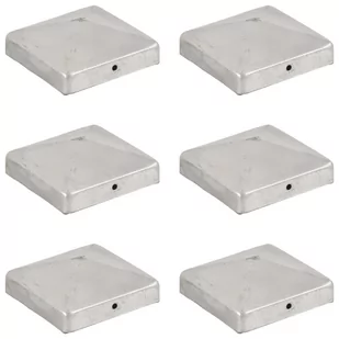 vidaXL Zatyczki na słupki, piramidki, 6 szt., metalowe, 91x91 mm - Akcesoria do ogrodzeń - miniaturka - grafika 1