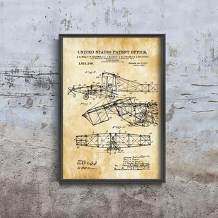Plakat retro Patent Alexander Bell Flying Machine - Plakaty - miniaturka - grafika 1
