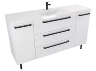 Szafki łazienkowe - Szafka Stojąca Z Umywalką ATH 140 cm D - Biały Mat - Uchwyty Czarne Matowe - miniaturka - grafika 1