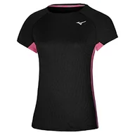 Koszulki i topy damskie - Mizuno Damska koszulka DryAeroFlow do biegania, czarna, XL - miniaturka - grafika 1