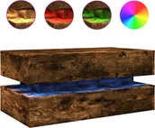 Ławy i stoliki kawowe - vidaXL Stolik kawowy z oświetleniem LED dąb wędzony 90x50x40 cm - miniaturka - grafika 1