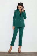 Spodnie damskie - ELEGANCKIE spodnie damskie CYGARETKI W KANT PROSTE NOGAWKI zielone M - miniaturka - grafika 1