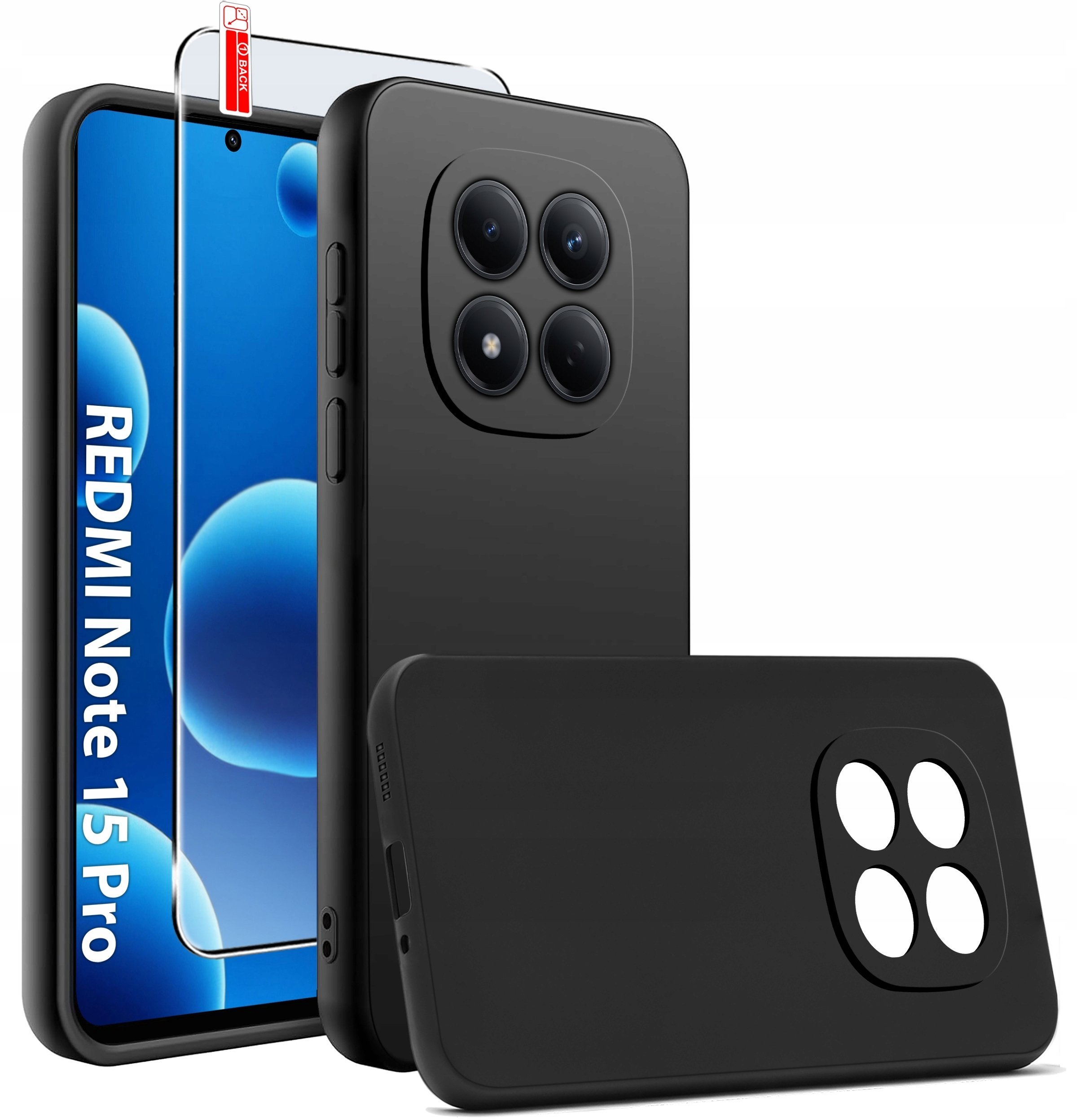 krainaGSM Etui Czarne Matowe Silikon Slim do Xiaomi Redmi Note 15 Pro 4G + SZKŁO 9H