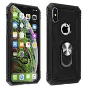 Etui i futerały do telefonów - Apple iPhone XS Max Case Bi Material Sztywny miękki magnetyczny stojak z pierścieniem Czarny - miniaturka - grafika 1