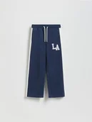 Spodnie i spodenki dla dziewczynek - Reserved - Spodnie dresowe z lampasem - granatowy - miniaturka - grafika 1