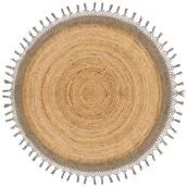 Dywany - Dywan okrągły z juty ⌀ 140 cm beżowy z szarym MARTS - miniaturka - grafika 1