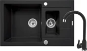 Zlewozmywaki z baterią - ZESTAW PYRAMIS SPARTA PLUS (78x48) 1 1/2B 1D + LUNGO karbon (czarny mat) (070062901L) - miniaturka - grafika 1