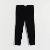 Spodnie i spodenki dla dziewczynek - Reserved - Welurowe spodnie - Czarny - miniaturka - grafika 1