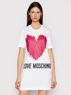 Sukienki - Love Moschino Sukienka codzienna W5A0221M 3876 Biały Regular Fit - grafika 1