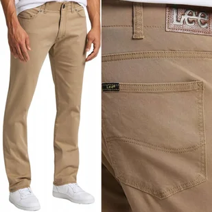 Lee STRAIGHT FIT Extreme Motion WYGODNE PROSTE BEŻOWE SPODNIE W36 L32 - Spodnie męskie - miniaturka - grafika 1