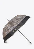 Parasole - Parasol kopułowy półautomatyczny w zwierzęcy deseń czarno - złoty - Wittchen - miniaturka - grafika 1