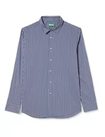 Koszule męskie - United Colors of Benetton Koszula męska, Niebieskie, w paski, jasnoniebieskie, 945, XS - miniaturka - grafika 1