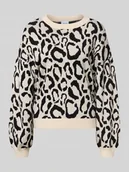 Swetry damskie - Sweter z dzianiny z prążkowanymi wykończeniami model ‘TIP’ - miniaturka - grafika 1