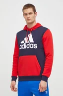 Bluzy męskie - adidas bluza męska kolor czerwony z kapturem wzorzysta - miniaturka - grafika 1