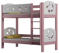 Łóżka dla dzieci i młodzieży - Różowe podwójne dziecięce z materacami i drabinką - Mimi 3X 190x80 cm - Elior - miniaturka - grafika 1