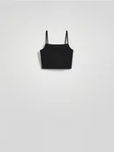 Koszulki i topy damskie - Reserved - Krótki top na ramiączkach - czarny - miniaturka - grafika 1