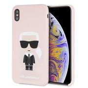 Etui i futerały do telefonów - Karl Lagerfeld Silicone Iconic - Etui iPhone Xs Max (jasnoróżowy) - miniaturka - grafika 1