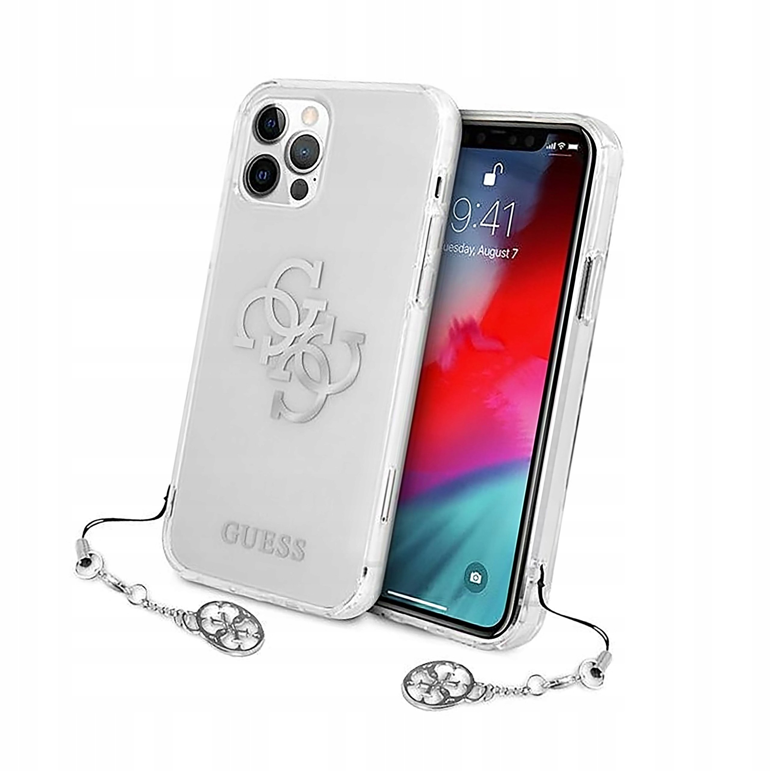 Etui Guess 4G Silver Charms Collection do iPhone 12 Pro Max przezroczyste
