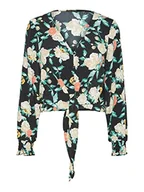 Koszulki i topy damskie - VERO MODA Women's VMNYA Catch LS TIE Shirt WVN Top, Black/AOP: Neel, S, czarny/kolor: neel, S - miniaturka - grafika 1